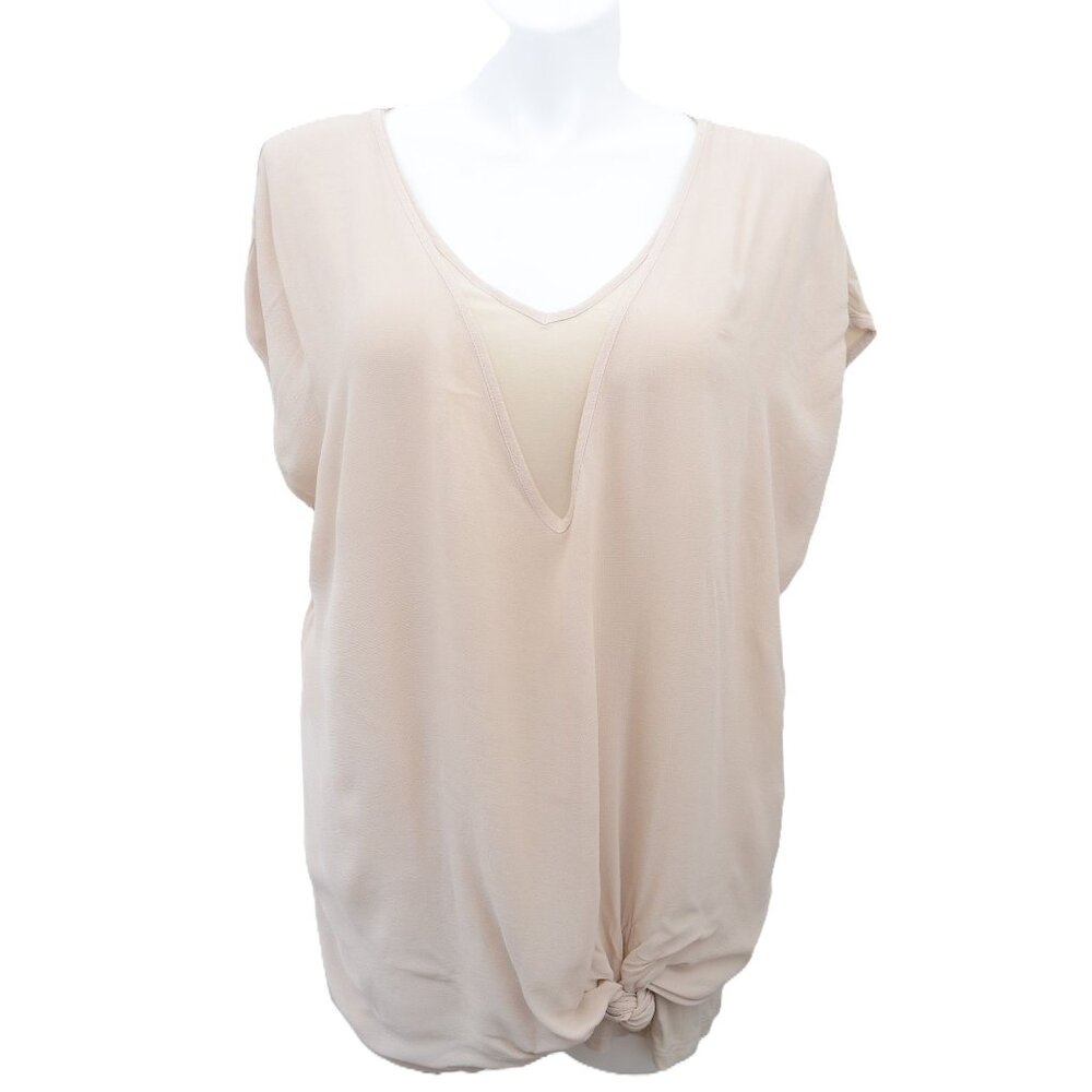 Chico's Super Soft Size 3/XL Knotted Front Tee T-Shirt Travel Vacation Summer